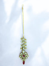 Pearl & Kundan Maang Tikka with Ruby Drop